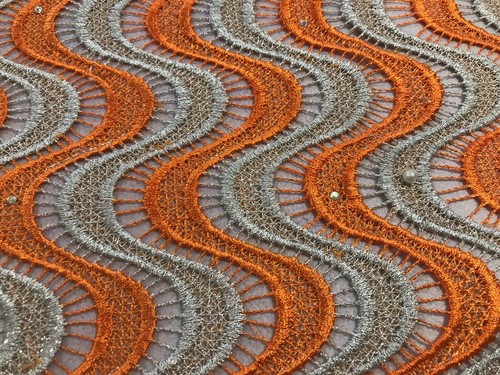 1.25 Yard Orange Gold Guipure French Venice Bridal Lace Fabric 50” Width - Picture 5 of 8