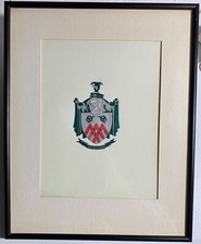 Armoiries originales 1930 Kanna Kanna Crest DR Heckamen Estate encadrées