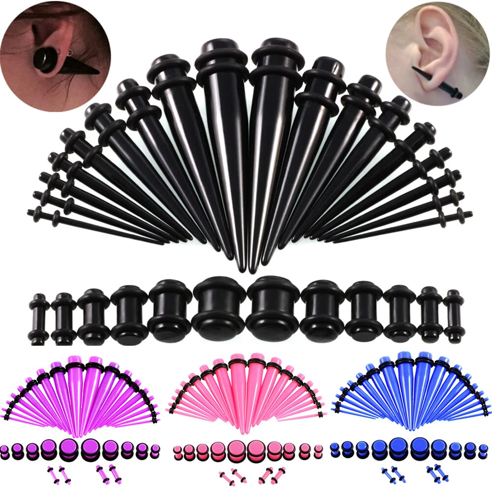 Kit de estiramiento cónico calibre de oreja 36 piezas tapón túnel de oreja 14G-00G piercing expansor Foto 2 de 4