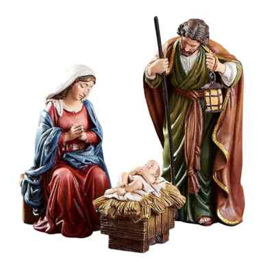 Avalon Gallery Christmas Nativity Figurine Set by Michael Adams, 3pc NEW IN BOX