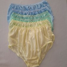 6 Panties Underwear Women Light Nylon Silky Soft Briefs High Waist 30-36" Size L