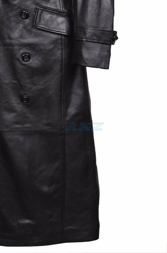New Men's Motorcycle Large Size Leather Jacket Leather Coat Casual Long Overcoat - Bild 3 von 14
