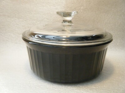 Corning Ware French Black Casserole F-5-B Liter Pyrex G-5-C Glass Lid 