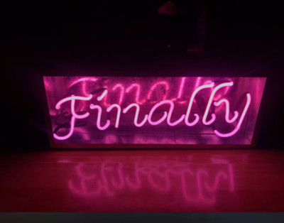 Finally Neon Sign 14''x5'' Acrylic Box Light Lamp Glass Standable Decor UX