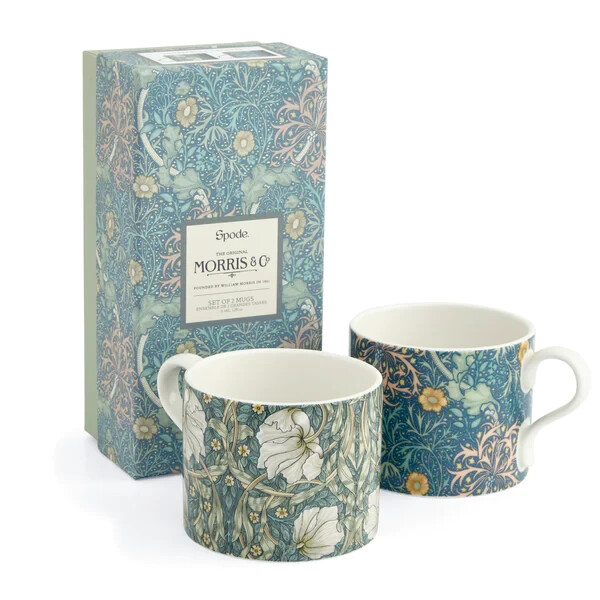 Spode Morris & Co Seaweed & Pimpernel Mugs, Set of 2 in a Gift Box