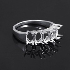 Semi Mount Ring 5 Piece Setting Size 6X4 MM Oval Shape 925 Sterling Silver Ring