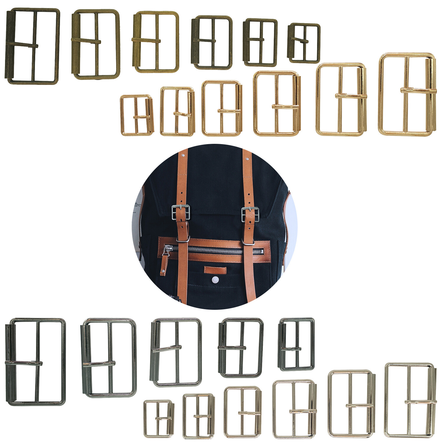 Hebilla de marco de rodillo de metal rectangular de 25 mm-50 mm para manualidades hágalo usted mismo bolsa de cinturón zapato