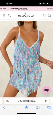 princess polly baby blue dress HELLO MOLLY Music Festival Sequin Mini Fringe Dress