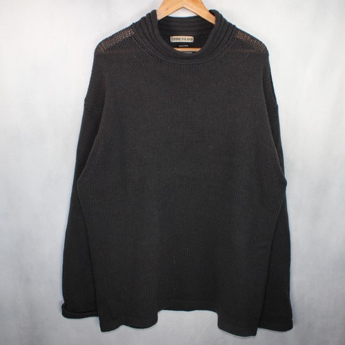 Vintage Stone Island AW 1998 Wool Jumper Mens 2XL Black Italy Ribbed Fisherman