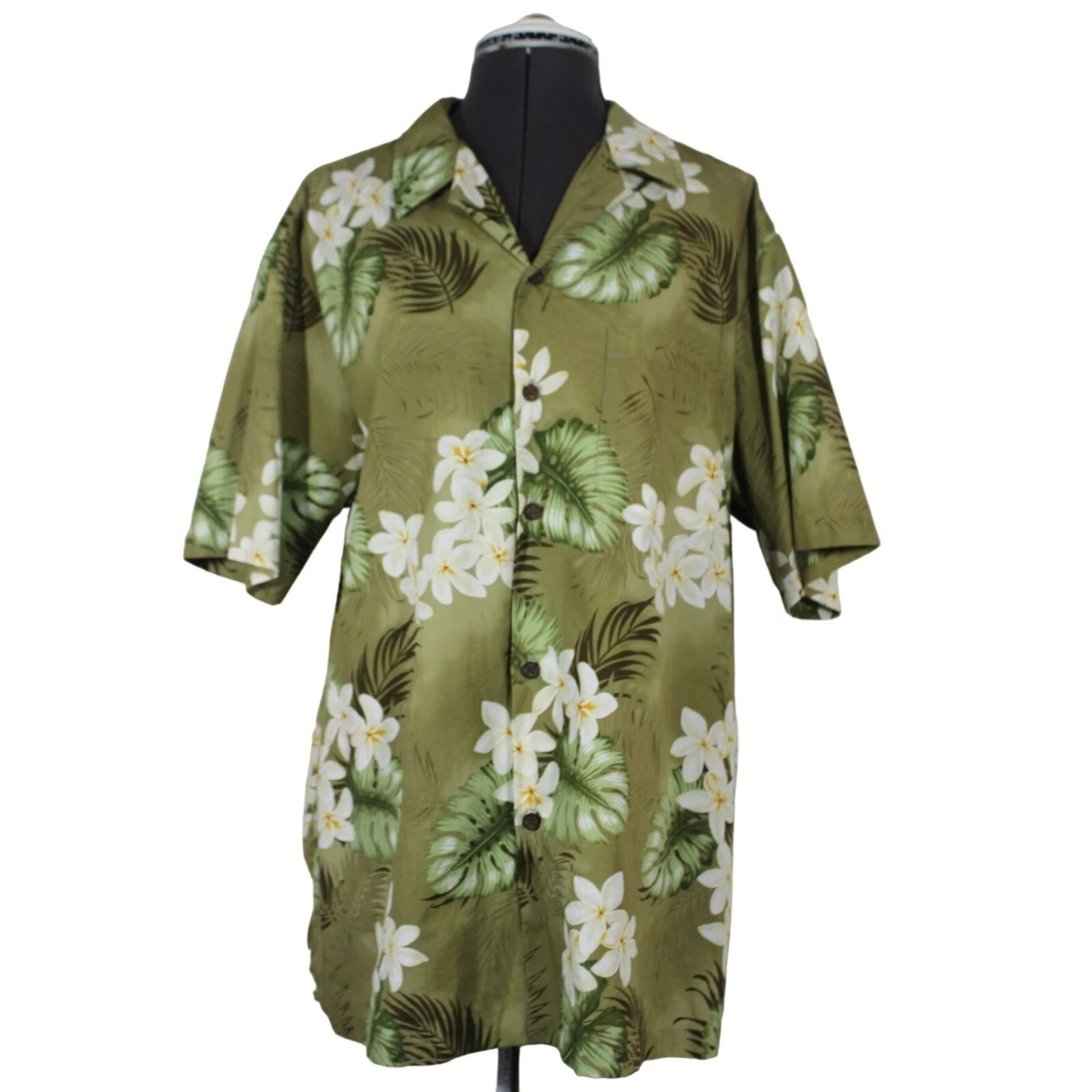 Vintage RJC floral tropical Hawaiian short sleeve button front shirt L