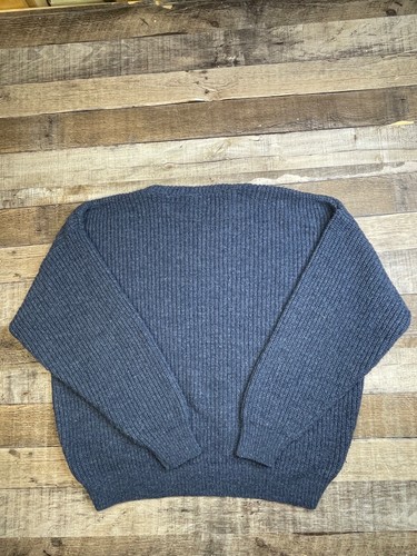 Vtg Huntington Ridge Mens Large Knit Pullover Sweater Fisherman Acrylic USA Blue - Picture 6 of 8