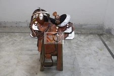 western Leather Show saddle with silver corner and conchos all size
