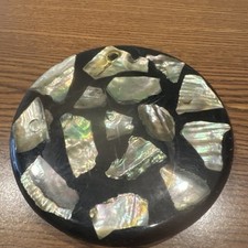 Vintage Craftsman Abalone Shell Hot Plate Trivet Hand Made in USA