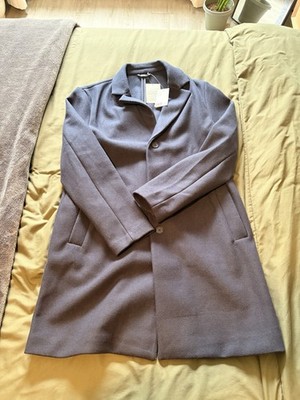 HM Men s Single Breasted Coat, L, Navy Blue