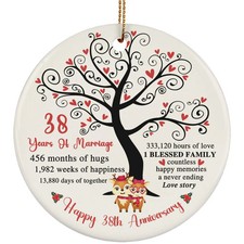 38 Years Love Story Ornament Happy 38th Anniversary Deer Couple Christmas Gift