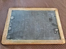 Vintage Large Double Sided Wood Slate Chalkboard / School / Child's 13.25"x9.5"