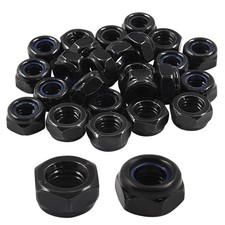 Hitefu M8 x 1.25mm Hex Lock Nuts, Black, 25PCS | Nylon Lock, Non-Slip, Carbon...