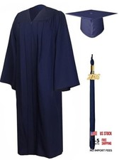 Matte Graduation Gown Cap Tassel Set 2026 for High School and Bachelor 51 Navy