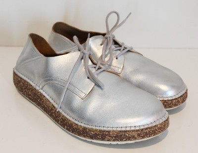 Birkenstock Gary Women US 11 EU 42 Narrow Shoes Silver Espadrille Casual Shoes