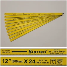 [QTY 10] Starrett BS 1224 Bluestripe Hacksaw Blade 12"/300mm 24TPI HSS Bimetal