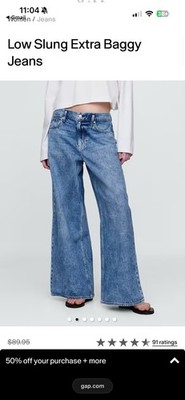 Gap Low Slung Extra Baggy Jeans Light  Indigo Size Us12
