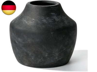 Rustic Vintage Black-Gray Terracotta Pot, 5.3 Inch Aged Ceramic Vase for