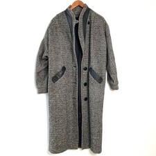 Vintage 80s Donny Brook Long Stand Up Collar Tweed Trench Coat Women SZ 7 Comfy