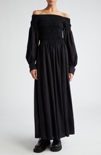 MAX MARA New Manu Off the Shoulder Virgin Wool Maxi Dress 1890, sz 10 US