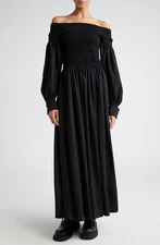 MAX MARA New Manu Off the Shoulder Virgin Wool Maxi Dress $1890, sz 10 US