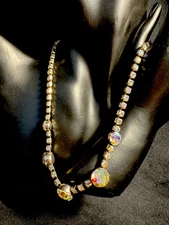 Vintage 60s WEISS Aurora Borealis Albert Weiss Prong Set Rhinestone Necklace