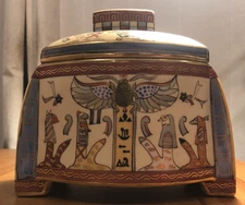 Antique Victorian Hand Painted Nippon Japan Egyptian Revival Box/Chest