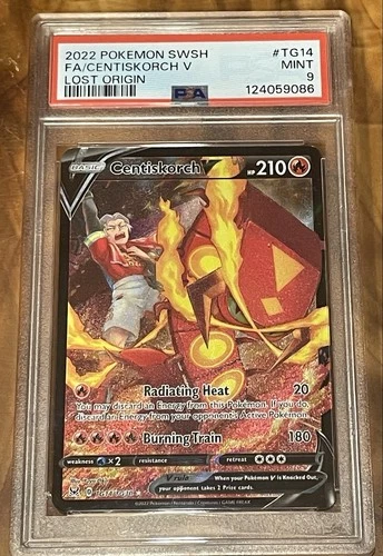 2022 POKEMON SWORD & SHIELD LOST ORIGIN TG14 FULL ART/CENTISKORCH V - PSA 9
