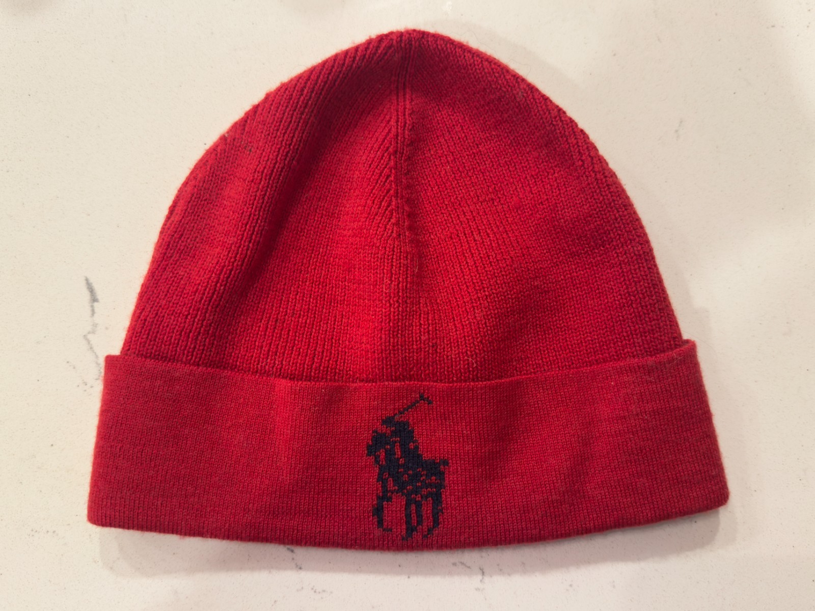 Cappello Polo Ralph Lauren berretto aderente uomo lana rosso blu pony logo berretto maglia invernale