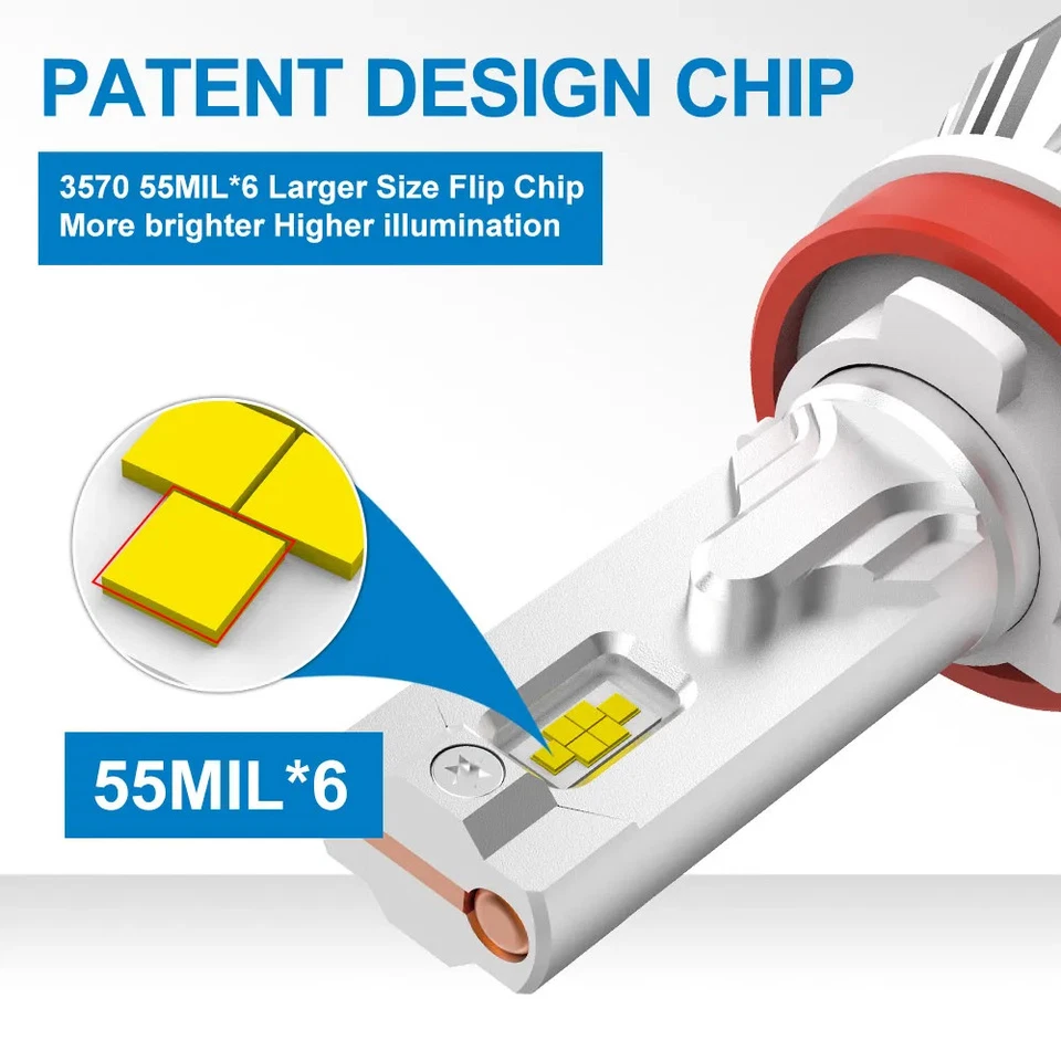 H7 Led H4 H1 H11 HB4 HB3 9005 9006 Car Headlight Bulbs 13200LM 110W 12V 6000K - Image 2 of 4