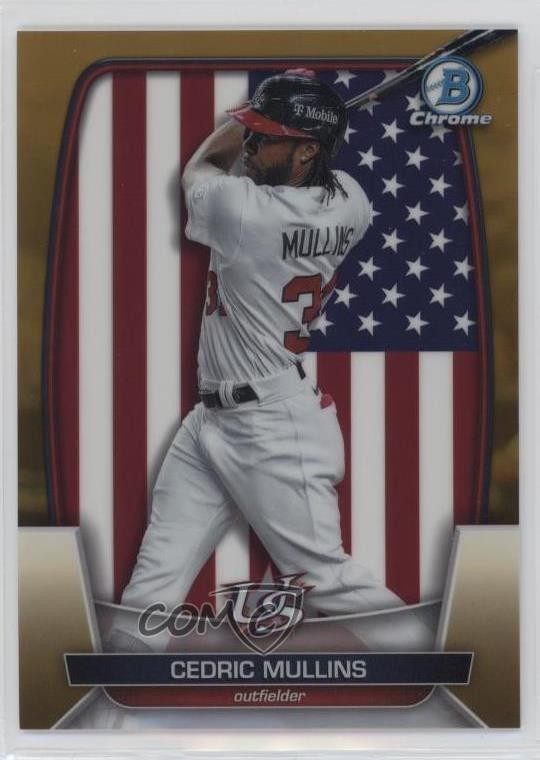 2023 Bowman Chrome WBC Flag Variations Gold Refractor 11/50 Cedric Mullins 0w3