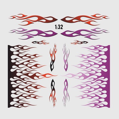 Waterslide Decal 1:32 Flammen B Flames Rod Racing Carrera Slotcar USA NASCAR V8