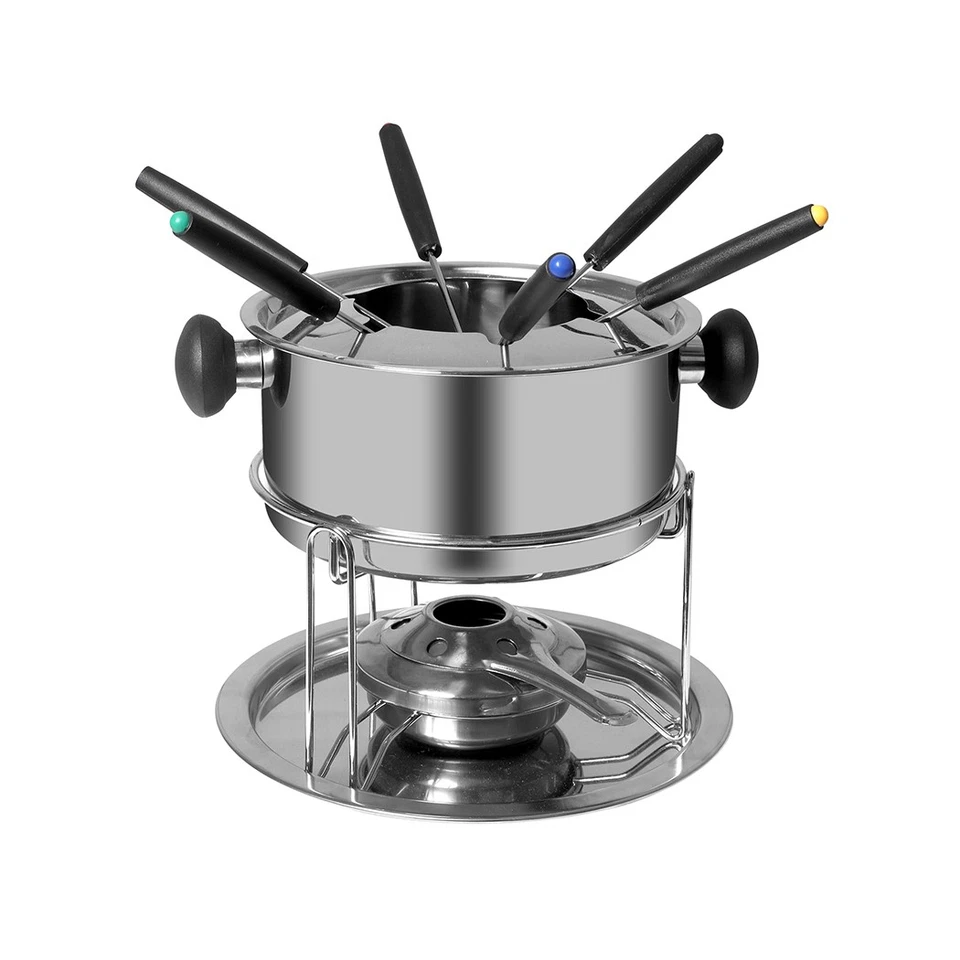 Toque Classic Fondue Set 12Pcs Stainless-Steel Cheese Chocolate Dipping 6 Forks