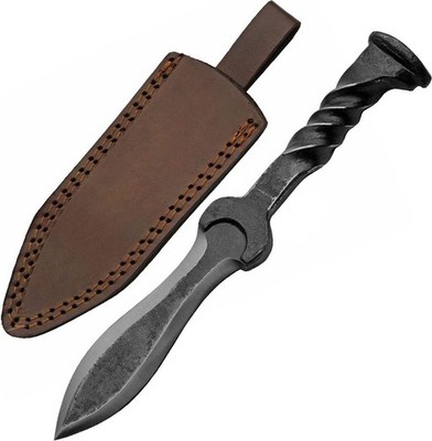 Dirk | 4.75in Double-Edge Carbon Steel Blade Again Dubh Twisted Handle + Sheath