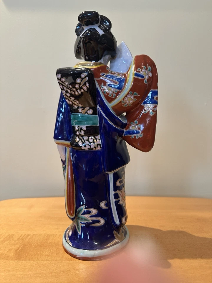 "Estatua de porcelana japonesa Imari Geisha Bijin Kutani de la década de 1920 período Meiji de 12""" Foto 3 de 4