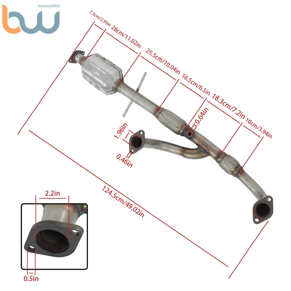 For Hyundai Sonata 2002-2005 2.7L V6 Flex Y-Pipe Catalytic Converter with Gasket - Image 3 of 4