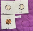 2 Circ.Roosvlt.Dimes 1948 + 1952-S 90% Silver + BU 1955–S Lincoln .01  LOT 767