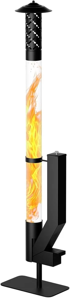 H&ZT Patio Pellet Heater Smokeless Outdoor Glass Fire Tube Heater Metal Fire Pit