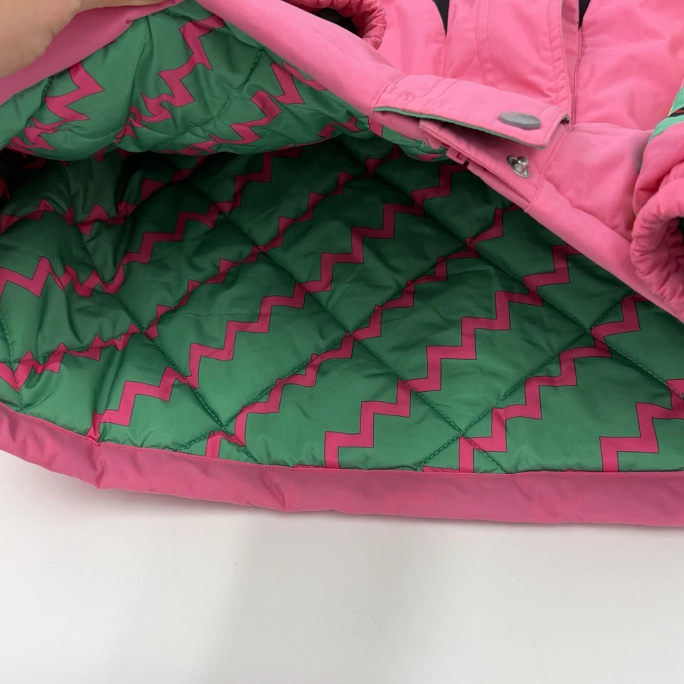 FILA Vintage Colorblock Ski Jacket XL Green Pink Retro 80s Style Snow Coat - Image 2 of 4