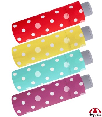 Doppler Regenschirm Kinder Taschenschirm Kids klein leicht Punkte Dots