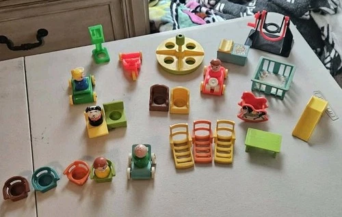 Vintage 1970's Fisher Price Little People 28 Piece Set Please See Photos