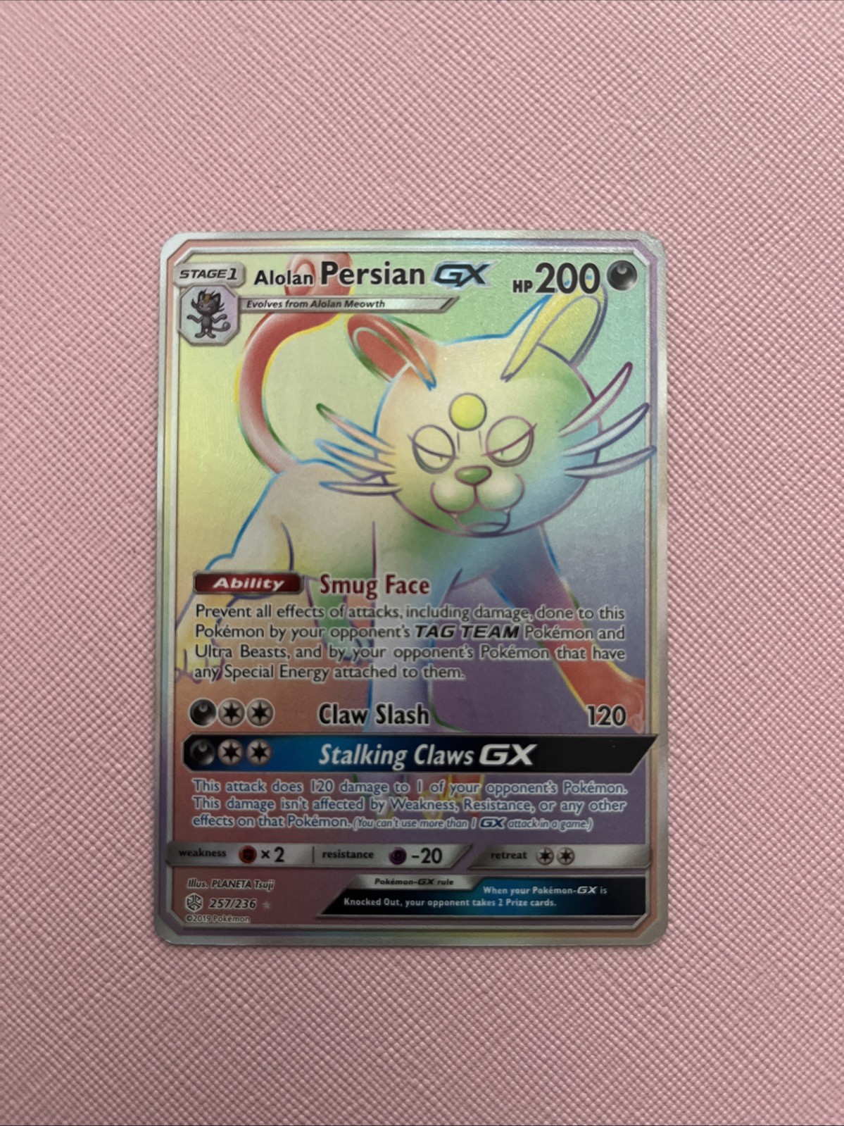 pokémon alolan persian gx 257/236 LP