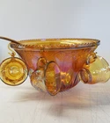 Anchor Hocking Vintage Pattern Punch Bowl Set Iridescent Amber Cups Ladle 3712JR