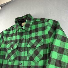 LL Bean Jacket Men’s M Green Guide Shirt Primaloft Buffalo Plaid Shacket Quilted