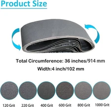 Sanding Belts 4x36 Set 6 Grits 120-1000 Knife Sharpening Metal Grinding Tool