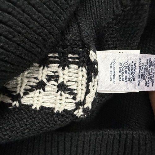 Maglione Chaps uomo taglia small nero/verde/bianco stampa fiocco di neve 1/4 zip - Foto 9 di 10